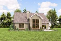 this is an artist's rendering of a small house in the country side yard