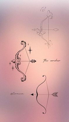 an arrow and bow tattoo on a pink background