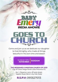 Benin City, Baby Dedication, Christian Church, Banana Pudding, Baby Boy Names, God Almighty, Baby Food Recipes, Baby Names, Banner Design