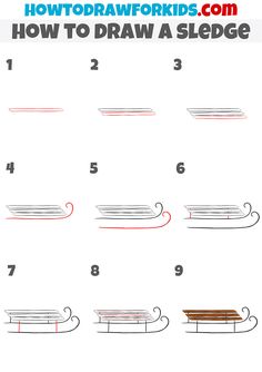 how to draw a sled step by step