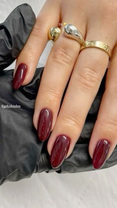 Prom Nails Inspo Almond, Gel Nails That Go With Everything, Nails Fall/winter, Nail Color Inspo Fall, Red Wine Fall Nails, Fall Red Nails Almond, Fall Nails Classy Almond, Moody Red Nails, Old Money Gel Nails