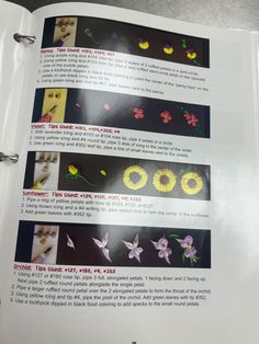 an open book with instructions on how to make flowers