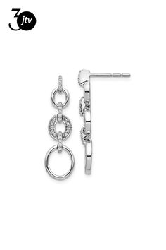 Rhodium over 14K white gold polished fancy dangle earrings with 0.144 cttw round lab grown diamonds. Measures approximately 1 1/8"L x 5/16"W and have friction post and push back clasps. Modern Dangle Diamond Earrings With Accents, Sterling Silver Diamond Dangle Earrings With Accents, Sterling Silver Dangle Diamond Earrings With Accents, White Gold Dangle Diamond Earrings With Pave Setting, Modern Silver Linear Earrings With Diamond Accents, Silver Dangle Jewelry With Pave Setting, Round Linear Earrings With Diamond Accents, Silver Linear Earrings With Diamond Accents For Anniversary, Silver Sterling Brilliant Cut Linear Earrings