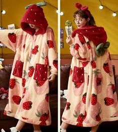 Find ideas๏ฟฝand inspiration for Japanese Lolita sweet strawberry bathrobe women hooded Warm pajamas Nightwear, Intimates & Sleep Plush Robe, Kawaii Fashion Outfits, Mia 3, Cute Pajamas, Swaggy Outfits, Kawaii Clothes, Character Outfits, Kawaii Fashion, 그림 그리기