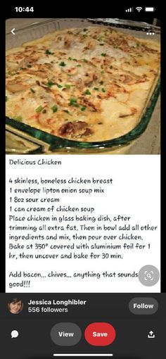 the recipe is displayed on an iphone screen