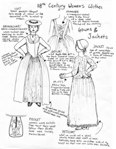 Women's Clothes Part 2 by Goldenspring.deviantart.com on @deviantART - Part Two of Three Colonial Clothing Women, Period Accurate Clothing, 1700s Womens Fashion, 18th Century Fashion Women, 18th Century Dresses, Patron Vintage