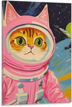 a painting of a cat in an astronaut's suit