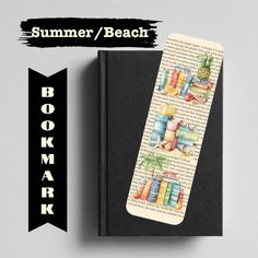 a bookmark with an image of books on it and the title summer / beach