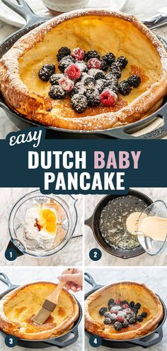 how to make dutch baby pancake with fresh berries on top and cheese in the middle