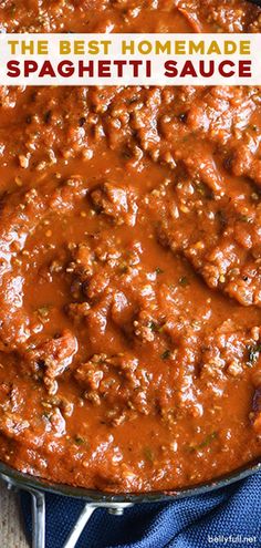 the best homemade spaghetti sauce in a skillet