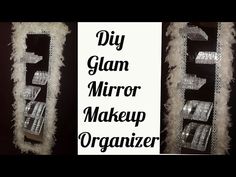 Wall Makeup Organizer, Dollar Tree Mirrors, Dollar Tree Storage, Diy Vanity Mirror, Glam Mirror, Vanity Shelves