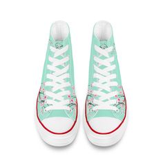 Light Jade Sakura High Top Canvas Shoes White High Tops, Canvas Shoes Women, Canvas Shoes, Classic Looks, High Top, High Tops, Jade, Lace Up, Women Shoes