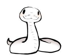 a drawing of a snake sitting on the ground with its eyes closed and tongue out