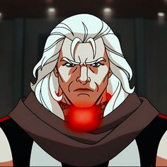 an animated image of a man with white hair and red blood dripping from his mouth