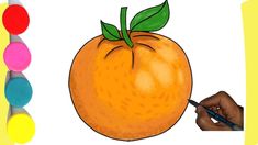 a drawing of an orange being colored with markers