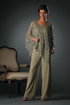 Mother Of The Bride Trousers, Bride Pant Suit, Chiffon Jacket, Spiked Hair