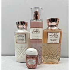 Bath & Body Works Pure Wonder Mist, Shower Gel & Body Cream Set Of 3-Pcsiced Rose Star Jasmine Warm White Amber Shower Hygiene, Bath Body Works Lotion, Pure Wonder, Barbie Tingz, Fav Products, Winter Scents, Star Jasmine, Bath And Body Work, Bath And Body Works Perfume