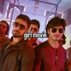 two men standing next to each other with the words girl movie in front of them