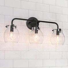 Modern Black Vanity Light 3-Light Linear Classic Bathroom Wall Sconce Mirror Wall Light with Clear Seedy Glass Globes Modern Black Vanity, Black Vanity, Classic Bathroom, Glass Globes, Bathroom Wall Sconces, Seeded Glass, Vanity Light, Glass Globe