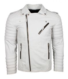 Buy White Vintage Biker Leather Jacket now. On Sale! Leather Biker Jacket For Spring Outdoor, Spring Leather Biker Jacket For Outdoor, White Moto Leather Jacket With Zipper Closure, White Urban Biker Jacket For Winter, White Urban Winter Biker Jacket, Urban White Winter Biker Jacket, White Moto Biker Jacket With Zipper, White Biker Leather Jacket For Winter, White Moto Leather Jacket For Winter