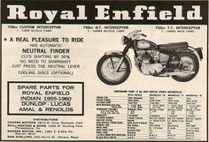 an advertisement for the royal enfield motorcycle company, with information about its model and price