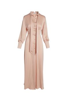 Flou High-Slit Long Dress | CG DESIGN Silk Print Dress, Silk Charmeuse, Draped Dress, Nude Pink, Button Dress, Center Stage, Coat Dress, Dresses Xs, Pink Dress