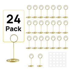 24 pack gold plated paper clips with round holes and circles on each side,