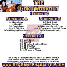 the ultimate guide to goku workout for strength, strength and strength training with an image of