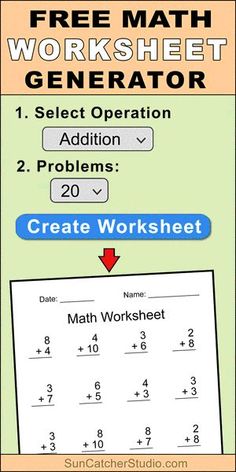 Math Worksheet Generator (Create Free Random Math Problems) Stencils Patterns, Free Printable Math Worksheets, Math Drills, Math Charts, Math Operations, Division Worksheets, All Pins