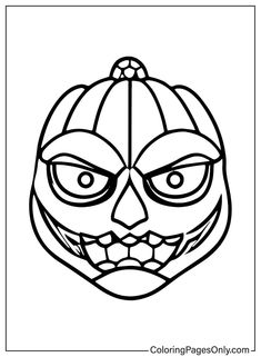 a coloring page with an image of a jack o lantern mask on it's face