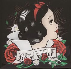 an image of a woman with roses on her head and banner around her neck that says snow white