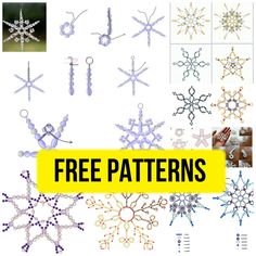 an image of snowflakes made out of beaded beads with the words free patterns