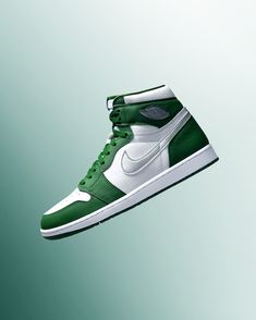 The ""Gorge Green"" AJ 1 Highs feature a classic green and white pairing in the color-blocking scheme of OG releases with an added metallic silver swoosh that resembles retro 2001 Japan exclusives. Another one to add to the rotation. Classic Green Custom Sneakers For Streetwear, Retro Basketball Shoes, The Gorge, Air Jordan 1 Retro High Og, Air Jordan 1 Retro High, Air Jordan 1 Retro, Jordan 1 Retro High, Jordan 1 Retro, Another One