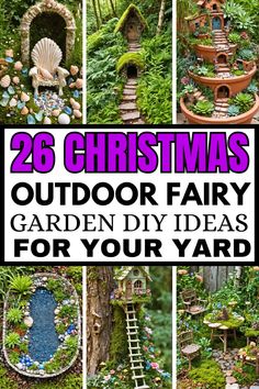 Add a festive touch of whimsy to your outdoor space with these enchanting Christmas fairy garden ideas! Create a tiny holiday wonderland in your flower bed or dedicate a cozy corner of your yard to a magical winter scene. Decorate with miniature houses, snowy plants, sparkling lights, and holiday accessories to bring your Christmas fairy garden to life. #ChristmasFairyGarden #HolidayGardenIdeas #MagicalLandscapes Outdoor Fairy Garden Diy, Christmas Fairy Garden Ideas, Outdoor Fairy Garden, Miniature Fairy Figurines, Christmas Fairy Garden, Fairy Garden Ideas, Wheelbarrow Garden, Miniature World