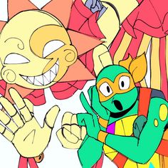 an image of a cartoon character being attacked by another character that is wearing a mask