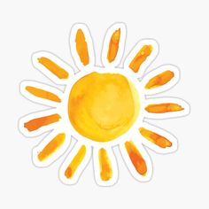 an orange sun sticker on a white background