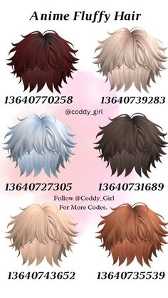 Anime Fluffy Hair, Berry Ave Boy Hair Codes, Berry Avenue Boy Hair Codes, Boy Hair Codes Berry Ave, Black Hair Id Roblox, Code Brookhaven, Emo Boy Hair, Red Hair Boy, Brookhaven Codes