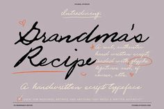 the title for grandma's recipe, written in black ink on a gray background