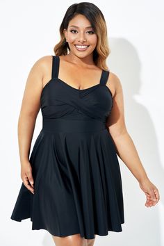 Solid Sleeveless Swim Dress With Built-in Bra, Stretch Tankini With Straps, Stretch Sleeveless Tankini With Straps, Sleeveless Stretch Swimwear With Straps, Sleeveless Stretch Tankini With Adjustable Straps, Stretch Sleeveless Swimwear With Straps, Solid Sleeveless Tankini With Adjustable Straps, Strap Nylon Swimwear, Sleeveless Solid Color Lined Swimwear