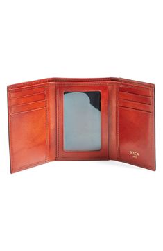 Richly burnished leather structures a spacious wallet with meticulous stitching. Style Name:Bosca 'Old Leather' Trifold Wallet. Style Number: 569392. Classic Trifold Card Holder With Id Window, Classic Trifold Card Holder For Formal Occasions, Classic Formal Trifold Wallet With Card Slots, Classic Trifold Card Holder With Smooth Grain, Leather Trifold Card Holder, Trifold Wallet With Card Slots, Formal Trifold Card Holder With Coin Pocket, Leather Trifold Wallet With Card Slots, Classic Trifold Wallet For Business