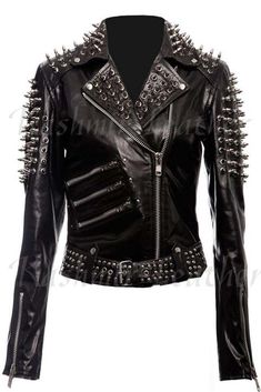 Spiked Leather Jacket, Fitted Leather Jacket, Punk Leather Jacket, Punk Jacket, Punk Pins, Studded Leather Jacket, Studded Jacket, Jackets Women, Studded Leather