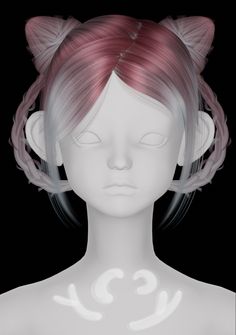 a white mannequin with pink hair and ears