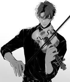 a man holding a violin in his hands