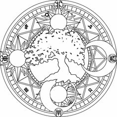 the sun and moon are depicted in this coloring page