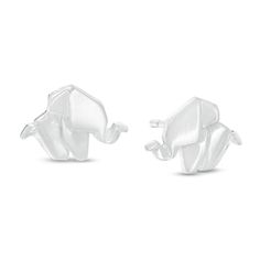 Intrigue her with these timeless origami elephant stud earrings. Fashioned in sterling silver, each pleasing earring features a sculpted origami-style elephant. Buffed to a brilliant luster, these post earrings secure with friction backs. Origami Home Decor, Elephant Earrings Studs, Origami Elephant, Vintage Diamond Jewelry, Origami Ball, Geek Jewelry, Diy Origami, Jewelry Rings Diamond, Jewelry Repair