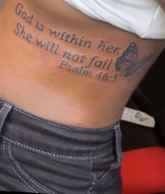 a woman's stomach with the words god is within her she will not fail him