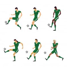 soccer player in different poses with the ball