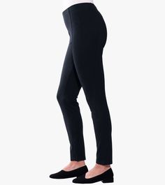 Our best selling leggings with smooth lines and fabulous curves. Comfort and stretch have a whole new meaning when it comes to these 4-way stretch Ponte knit leggings. This is a limited production item produced in small quantities. If your selected size is currently sold out, pre-order yours today if available to be first on the list for our next shipment! Model above is 5'11" wearing size S. Complete the look with any of our tops:https://www.stellacarakasi.com/collections/tops And with any of o Versatile Black Elastane Tights, Versatile Fitted Black Leggings, Sleek Tight Bottoms For Pilates, Fitted Pull-on Style Leggings With Straight Leg, Elegant Stretch Straight Leg Leggings, Straight Leg Elastane Leggings, Fitted Straight Leg Pull-on Leggings, Solid Color High Stretch Straight Leg Leggings, Chic Black Elastane Yoga Pants