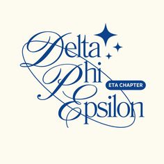 the logo for delta phi and epiloon, which is featured in blue ink