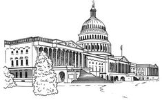 the united states capitol building in washington, d c - vintage line drawing or engraving illustration